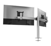 DURABLE - 508623 Supporto Per Monitor Per 2 Monitor, Morsetto Da Tavolo, Regolabile, Supporti Vesa Girevoli A 360, Per Schermi Vesa 21-27 pollici pollici , Passante