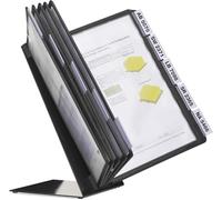 Durable 557001 Vario Table 10, Leggio da Tavolo, 10 Pannelli, Formato A4, Cavalierini Rimovibili, Nero