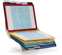 Durable 557900 Vario Pro 10, Leggio Multifunzione, 10 Pannelli, Formato A4, Cavalierini Rimovibili, Assortiti