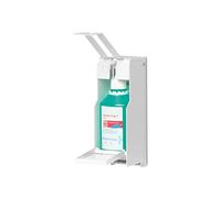 Durable 589002 Dispenser da Muro con Leva a Gomito per Gel Disinfettante o Sapone, Regolabile per Flaconi Fino a 500 ml, Bianco