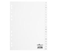 Durable 616802 - Divisorio con tasti prestampati A-Z, f.to A4 verticale, 20 tasti, foratura universale, bianco, 1 pezzi