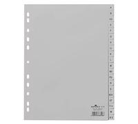 Durable 651010 Divisorio con tasti prestampati A-Z, f.to A4 verticale, 20 tasti, foratura 60/80 + 80x80x80, grigio, 20 pezzi