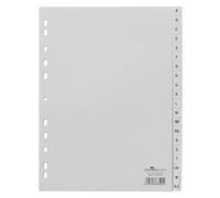 Durable 651310 - Divisorio con tasti prestampati A-Z, f.to A4 verticale, 20 tasti, foratura universale, grigio, 20 Pezzi