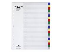Durable 675927 - Divisorio con cavalierini colorati, etichette personalizzabili, 20 tasti, copertina non stampabile, f.to A4 extra largo, foratura universale