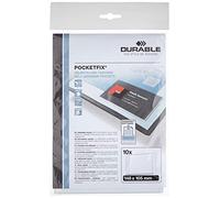 Durable 807619 Pocketfix, Tasca Adesiva, Apertura Lato Corto, Inserti Inclusi, 10 Pezzi, 152 x 109 mm, Trasparente