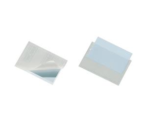 Durable 809319 Pocketfix, Tasca Adesiva, Apertura Lato Lungo, Inserti Inclusi, 10 Pezzi, 94 x 61 mm, Trasparente