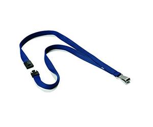 Durable 812728 - Cordoncino in tessuto soft colour, sgancio di sicurezza anti soffocamento, moschettone in metallo, blu notte, confezione da 10 pezzi