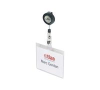 Durable Name Badge 60 x 90 mm with Badge Reel Transparent Pack of 10 Badges