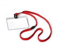 Durable Name Badge with Textile Neck Strap - Red (Pack of 10)