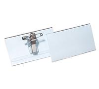 Durable 814119 - Portanome Economy, con combi clip, spilla e clip a coccodrillo, 40x57 mm, trasparente, confezione da 50 pezzi
