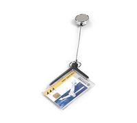 Durable 830758 - Card Holder De Luxe Pro, portabadge con chiocciola yo-yo cromata, 1 tessera/badge, clip in metallo, 54x87 mm, carbone, conf. da 10 pezzi