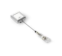 Durable 832523 - Chiocciola yo-yo cromata quadro, aggancio a clip, fascetta trasparente con bottone, argento metallizzato, confezione da 10 pezzi