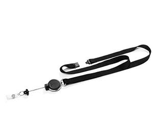 Durable 833001 Cordoncino in Tessuto, con Chiocciola Yo-Yo Extra Strong per Portabadge e Chiavi Pesanti fino a 300 gr, 1 pezzo, Nero