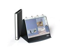 Durable 856739 - Durastar, raccoglitore da banco per presentazioni, 10 buste removibili, 4 anelli, f.to A4 orizzontale, 265x330x40 mm, grafite