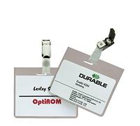 Durable 860319 Portanome con clip ruotabile, tasca chiusa per proteggere l'inserto, 60x90 mm, trasparente, confezione da 5 pezzi