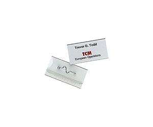 Durable 860619 Portanome con spilla, 30x60 mm, trasparente, confezione da 10 pezzi
