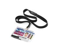 Durable 892619 - Portabadge Pushbox Duo, 2 tessere, cordoncino in tessuto, comparti separati, levette scorrevoli, trasparente, confezione da 10 pezzi