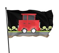 Durable A Red Car is Driving on a Highway with Trees and Grass Beside The Road Flag 3x5 FT Banner Outdoor Indoor Decor Poliestere 0,9 x 1,5 m