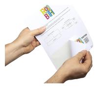 Durable Badge per Visitatori, Foro Euro, 100 Pezzi, bianco, 825802 | Targhette 97 x 86 mm su foglio A4, stampabili con stampanti laser, ideali per fiere ed eventi, carta autoadesiva