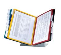 Durable Base in metallo; pannello in polipropilene per scrivania, 10 pannelli bifacciali, formato lettera, colori assortiti, design Vario, 536000