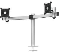 Durable Braccio Porta Monitor Doppio con Perno Passacavo, argento, 508623 | Supporto per 2 schermi da 21-27 pollici, attacco VESA 75/100, girevole a 360 gradi, in alluminio