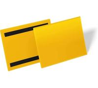 Durable Busta Magnetica per Magazzino, A5 Orizzontale, 50 Pezzi, giallo | Buste in polipropilene, 2 bande magnetiche, per barcode, 210x148 mm interno, per superfici metalliche