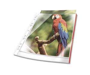 Durable Busta perforata Premium con bordo colorato A4 extra lucida in PPL 25 pezzi, rosso, 265503