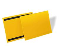 Durable Buste con Bande Magnetiche A4, 50 Pezzi, giallo, 174504 | Buste magnetiche per scaffali metallici, in polipropilene, 297 x 210 mm, inserto orizzontale, 50 unità