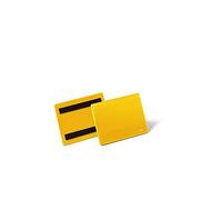 Durable Buste con Bande Magnetiche, A6 Orizzontale, 50 pz, giallo, 175604 | Tasche in polipropilene per magazzini, adatte per scanner barcode, 105 x 148 mm, per superfici metalliche