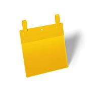 Durable Buste con Fascette d'Aggancio A5 Orizzontale, 50 Pezzi, giallo | Per grigliati metallici e contenitori, 223 x 380 mm, in polipropilene, inserto 210 x 148 mm, scanner