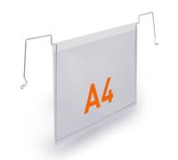 Durable Buste in PP con filo metallico integrato A4 orizzontale, porta etichetta trasparente, 50 pezzi, 118519