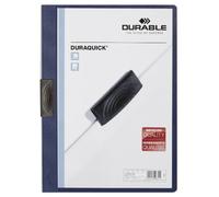 Durable Cartellina con clip Duraquick, A4, 20 pezzi, blu, 227007 | Portadocumenti con clip in plastica flessibile, capacità 1-20 fogli, fronte trasparente e retro colorato, Made in Germany