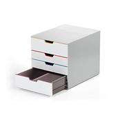 Durable Cassettiera scrivania Varicolor Mix 4, cassettiera ufficio con 4 cassetti plastica impilabili e colorati, 280x292x356 mm, multicolore, 762427