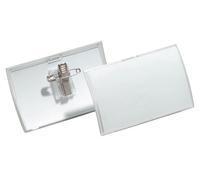 Durable Click Fold Name Badge 40 x 75 mm with Combi Clip Transparent Pack of 2