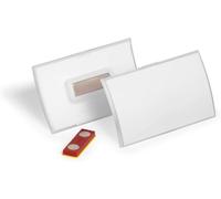 Durable Click Fold Porta Badge con Magnete, 10 pezzi, trasparente, 826019 | Portanome convesso orizzontale, 54x90 mm, PP con guida antirotazione, meccanismo a scatto, Duraprint