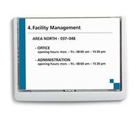 Durable Click Sign Targa Fuori Porta, 210x148.5 mm, bianco, 486602 | Targhetta per porta in plastica ABS, sistema a scatto, montaggio con viti o biadesivo, formato A5