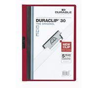 Durable Duraclip 30 cartellina con fermafoglio Borgogna, Trasparente PVC