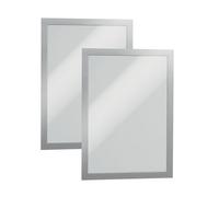 Durable Duraframe - Portadocumenti magnetico autoadesivo, formato lettera, 21,6 x 28 cm, argentato, confezione da 2 pezzi