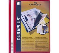 Durable DURAPLUS 257903 - Cartellina A4 ad aghi extra larga, con copertina anteriore trasparente e copertina posteriore colorata, rosso, 1 pezzo