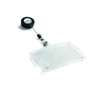 Durable Enclosed Duo Security Pass Holder 54 x 85 mm with Badge Reel Transparent
