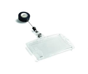 Durable Enclosed Duo Security Pass Holder 54 x 85 mm with Badge Reel Transparent