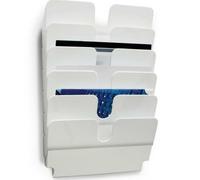 Durable Flexiplus 6 Portariviste Parete, A4 Orizzontale, 6 Pezzi, bianco | Espositore da parete in plastica, 34 x 75 x 10 cm, scomparti singoli o uniti, capienza 23 mm per modulo