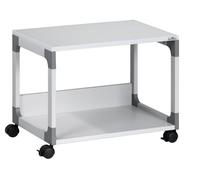 Durable Mobile Multifunzione, Carrello in Acciaio, 2 Ripiani, grigio | Dimensioni 600 x 477 x 432 mm, ripiani regolabili in melamina, struttura in acciaio con resina epossidica
