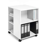 Durable Mobiletto Multifunzione 74/59, 6 Ripiani, bianco, 311302 | Supporto per stampante con 4 ruote pivotanti, pannelli melamminici da 16 mm, 528 x 748 x 592 mm
