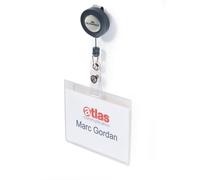 Durable Name Badge 60 x 90 mm with Badge Reel Transparent Pack of 10 Badges