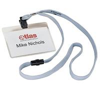 Durable Name Badge 60 x 90 mm with Grey Lanyard Transparent Pack of 10 Badges