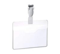 Durable Name Badge 60 x 90 mm with Plastic Clip Transparent Pack of 25 Badges