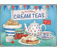 Durable No Rust Signs Delicious Cream Teas Metal Signfun Targa in latta per bar, taverna, garage, cena, caffetteria, decorazione da parete per casa, targa in metallo vintage, 20,3 x 30,5 cm