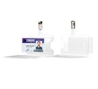 Durable Porta badge reXycle® con clip, 1 tessera, in PP riciclato al 70%, verticale o orizzontale, 54 x 85 mm, porta badge trasparente, confezione da 25 pezzi, 896119