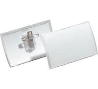 Durable Portanome Click Fold con Combi Clip, 25 pezzi, trasparente, 821119 | Badge convesso in polipropilene, 40 x 75 mm, apertura a scatto, con spilla e clip a coccodrillo, in PP